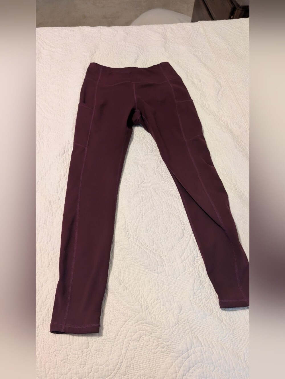 Green Apple Active Bamboo High Waisted Pocket Leggings Burgundy